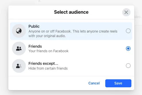 facebook select audience