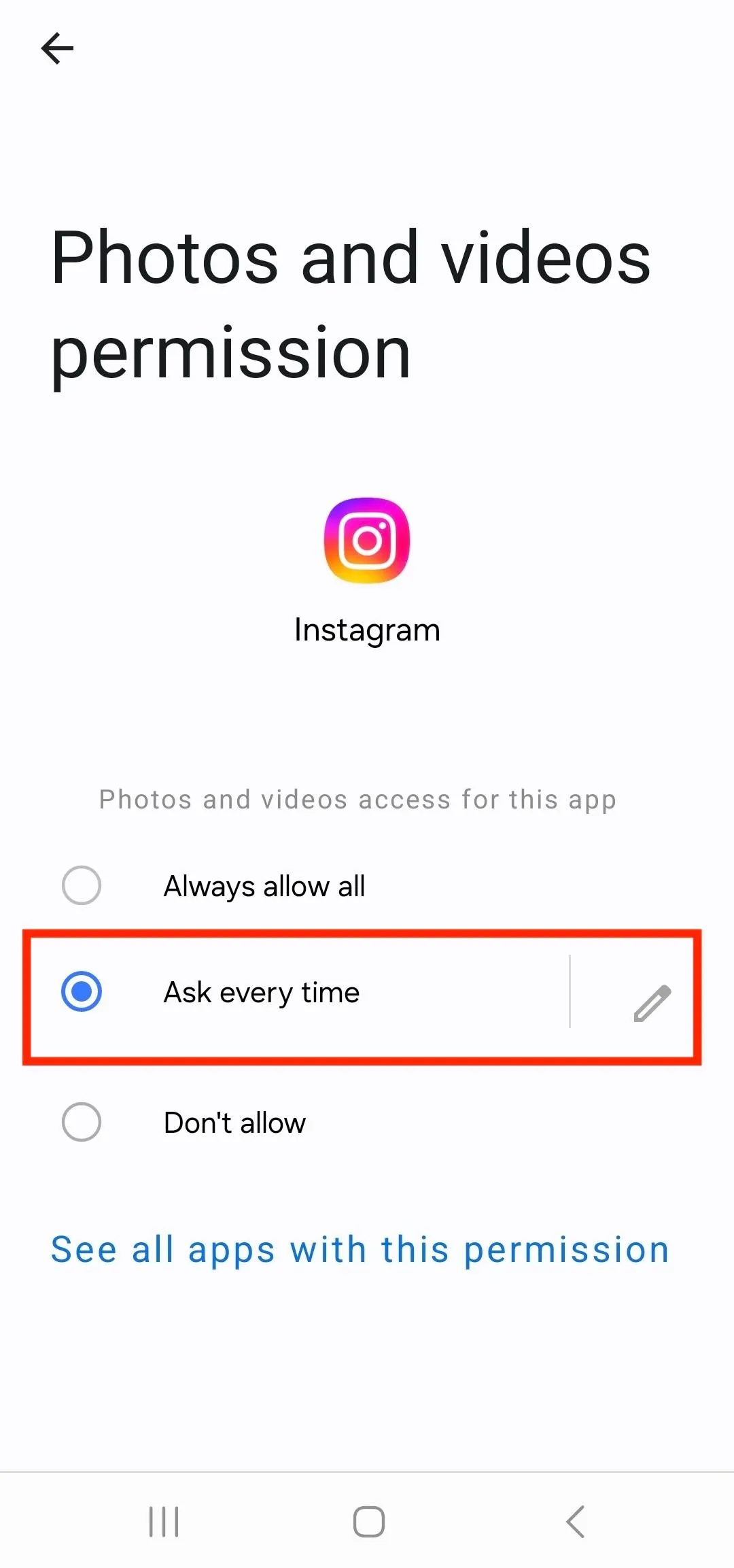 instagram ask every time