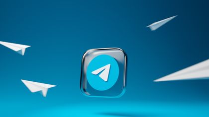 Telegram logo on light blue background