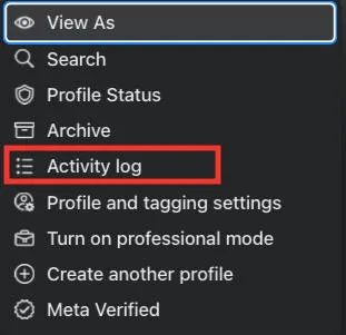 facebook activity log