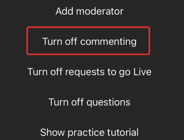 instagram turn off comments live