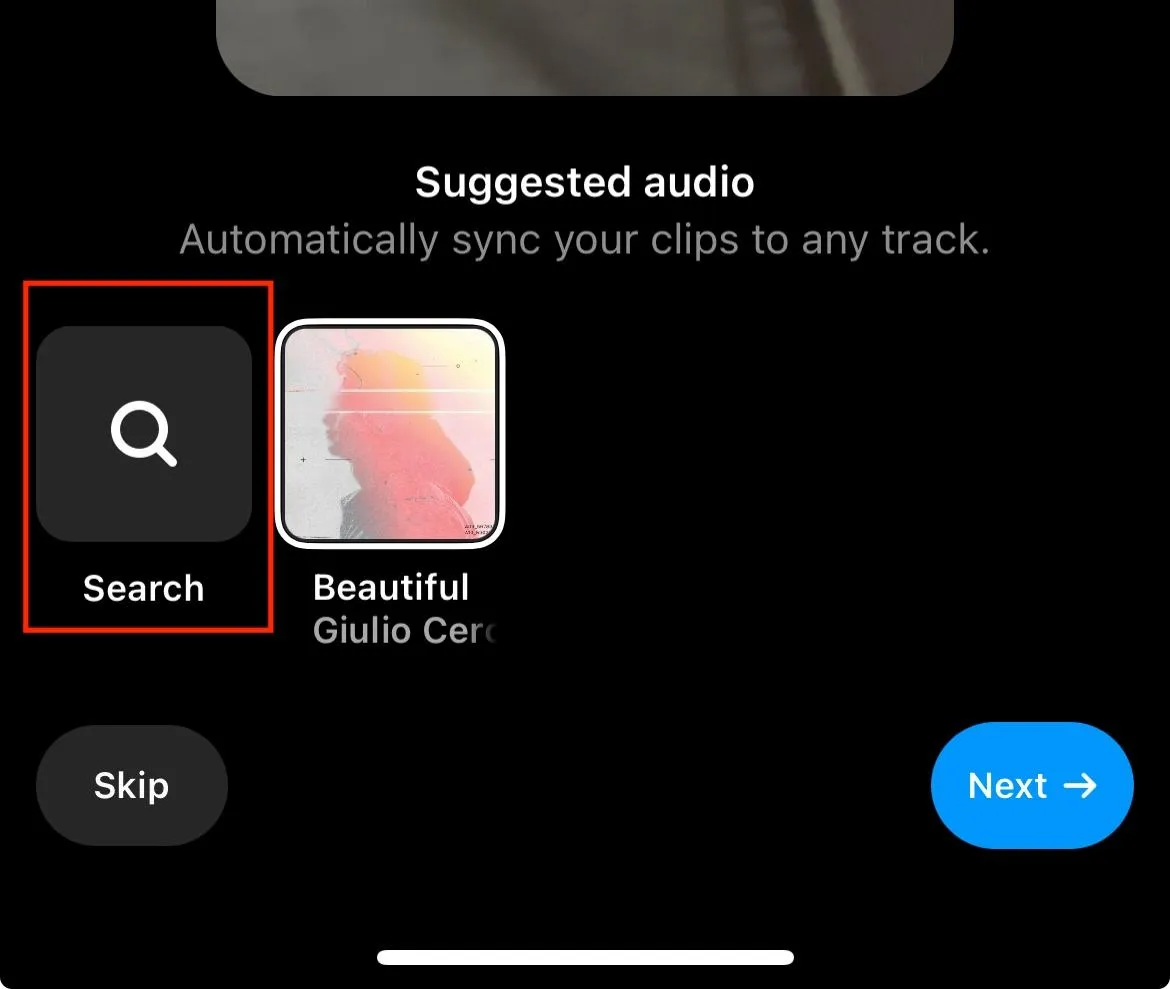 instagram reel music search