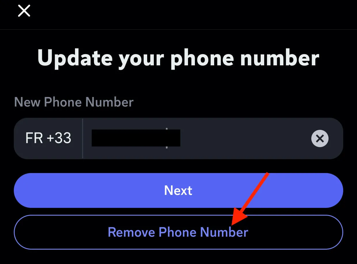 discord remove phone number