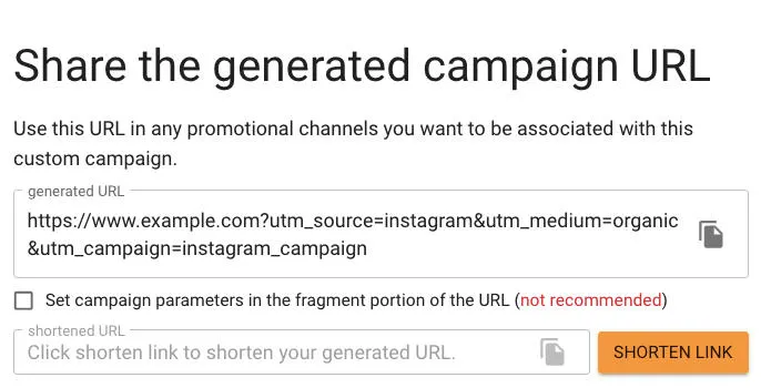 google analytics instagram campaign url