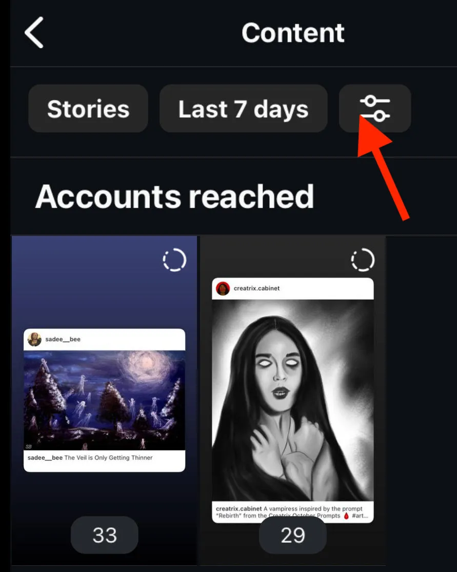 instagram stories insights filter