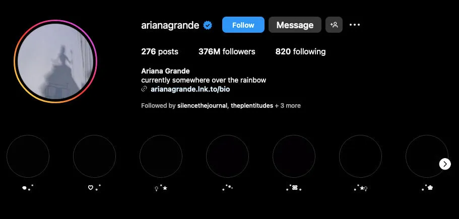 ariana grande instagram profile