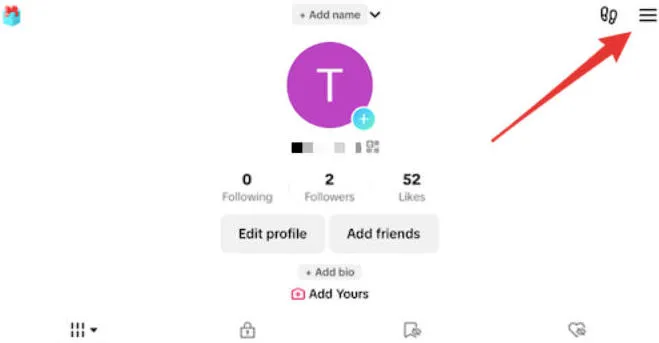 tiktok profile menu