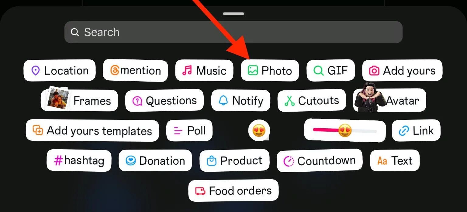instagram story add photo