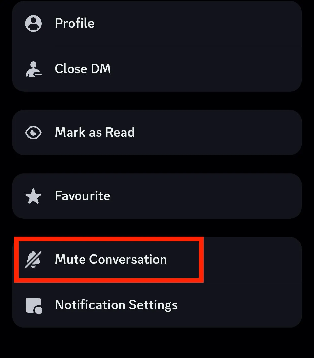 discord mobile mute conversation