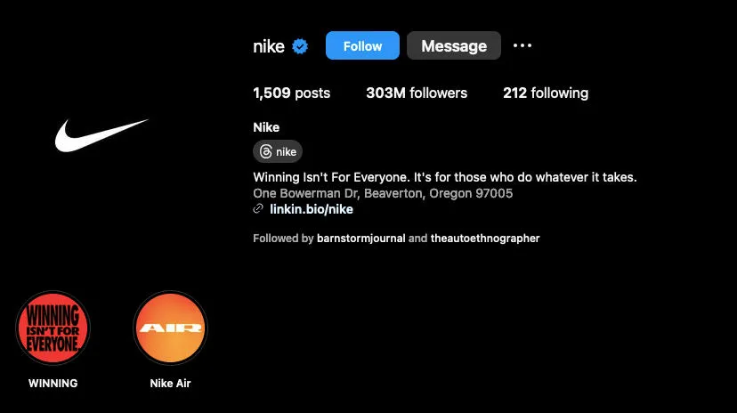 nike instagram profile