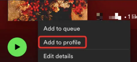 spotify add to profile