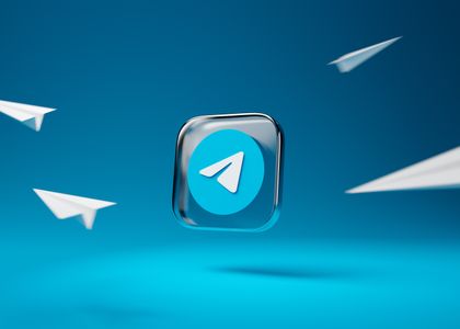 Telegram logo on light blue background