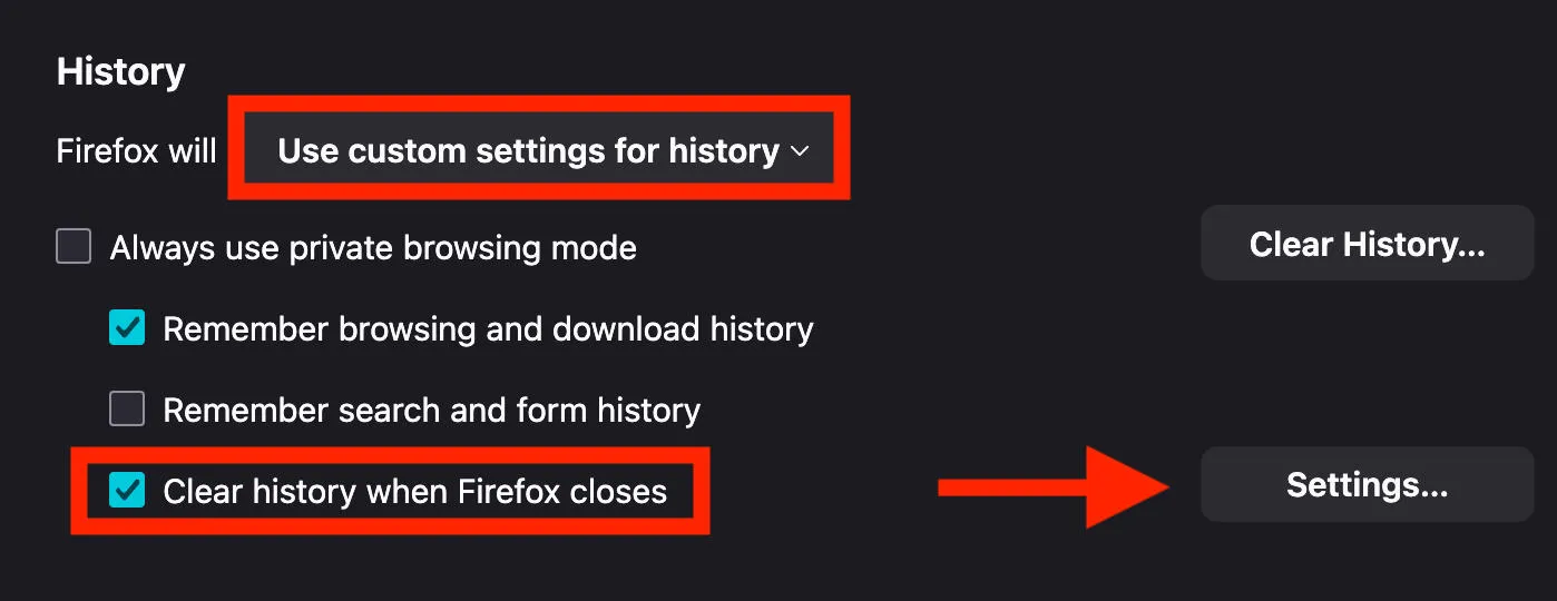firefox clear history