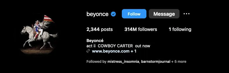 beyonce instagram profile