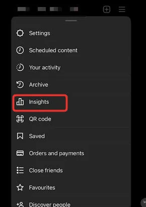 instagram insights menu option