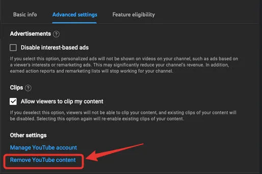 youtube remove youtube content