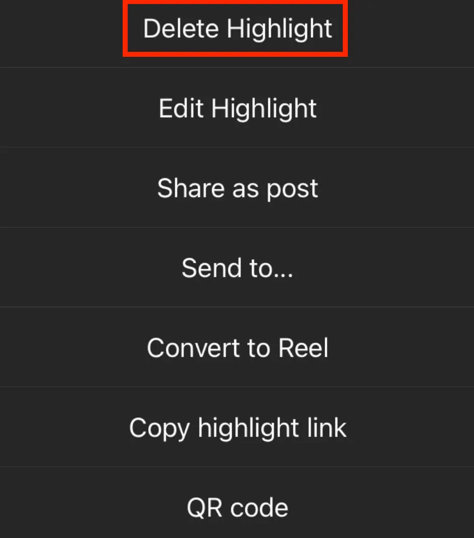 instagram delete highlight