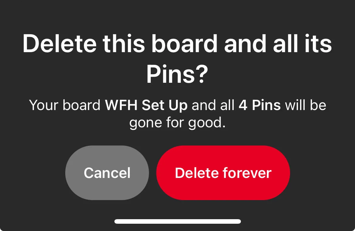 pinterest delete forever