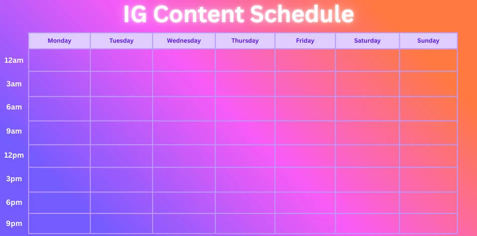 when is the best time to post on instagram content schedule template