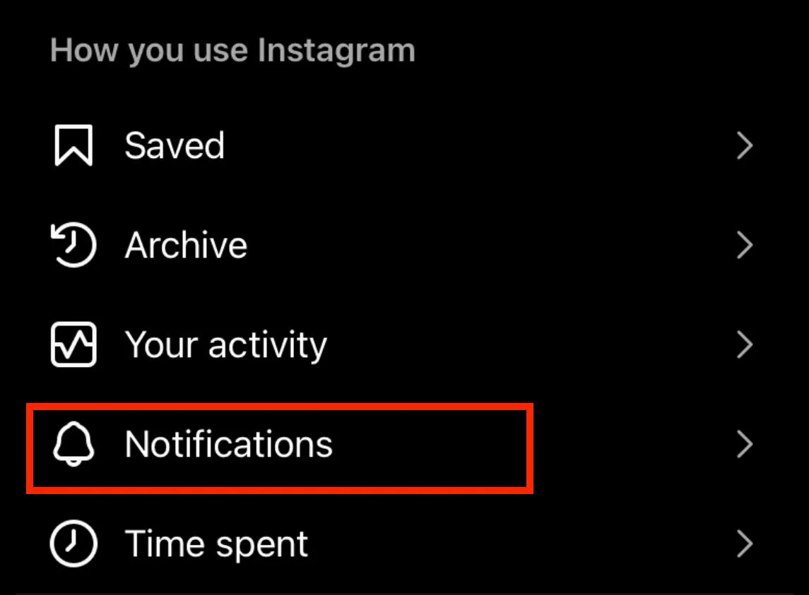 instagram notifications settings