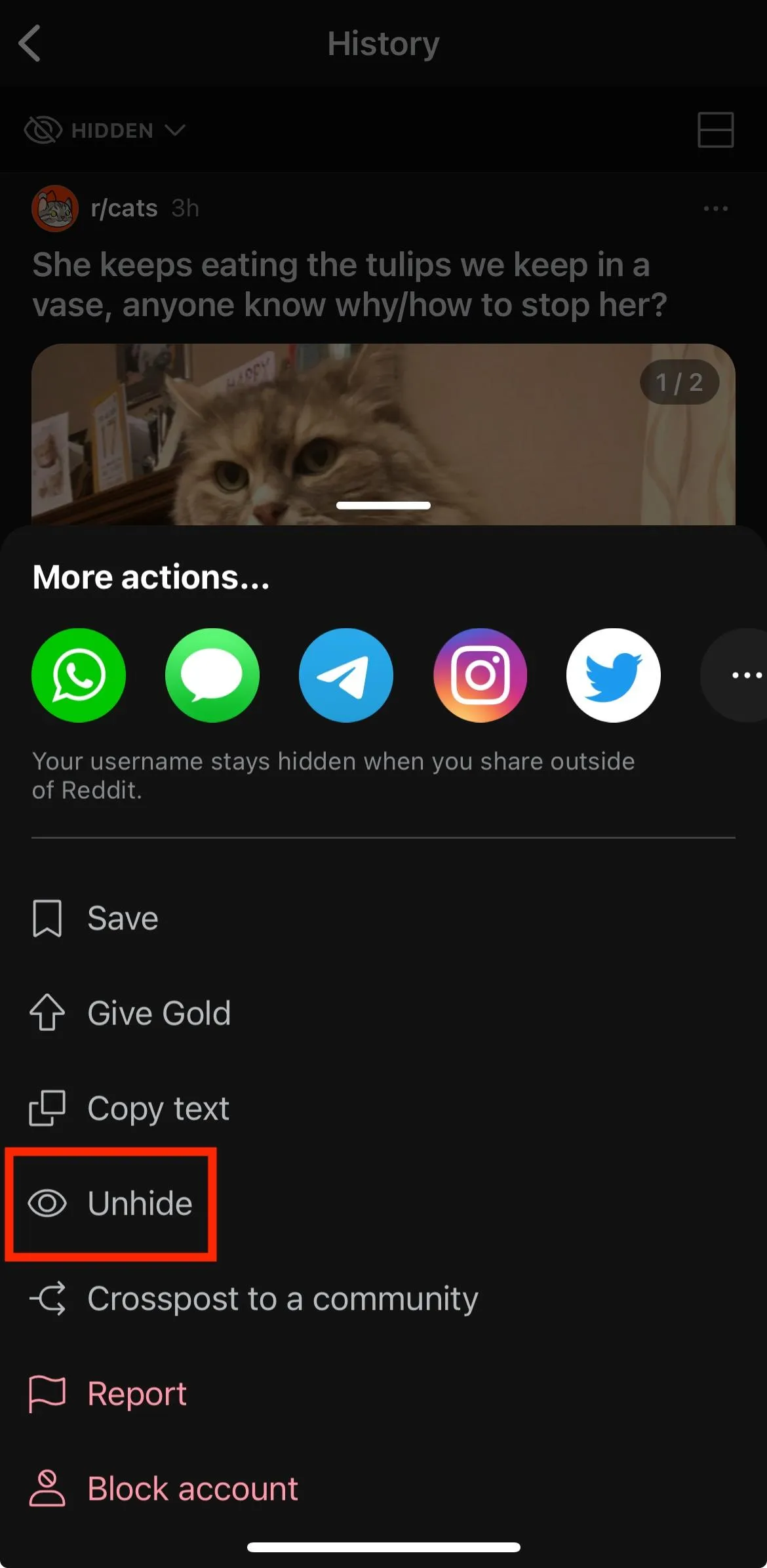 reddit unhide