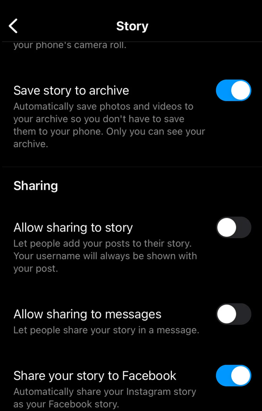instagram story settings