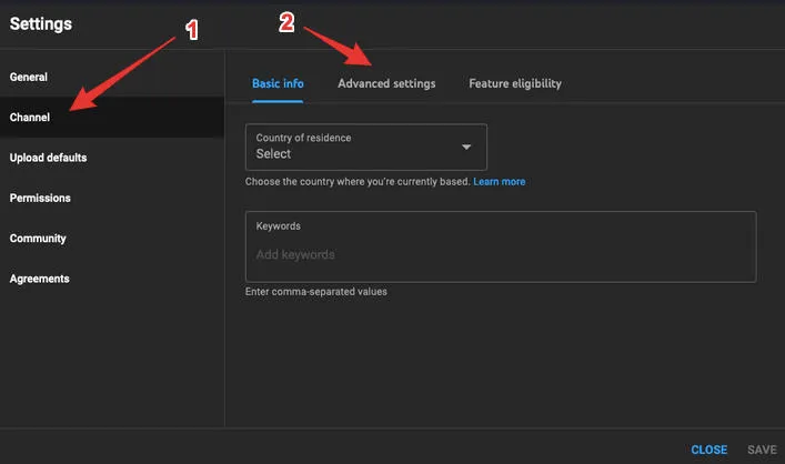 youtube channel advanced settings