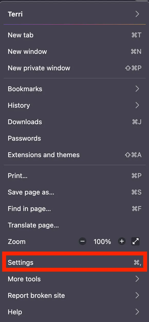 desktop browser settings