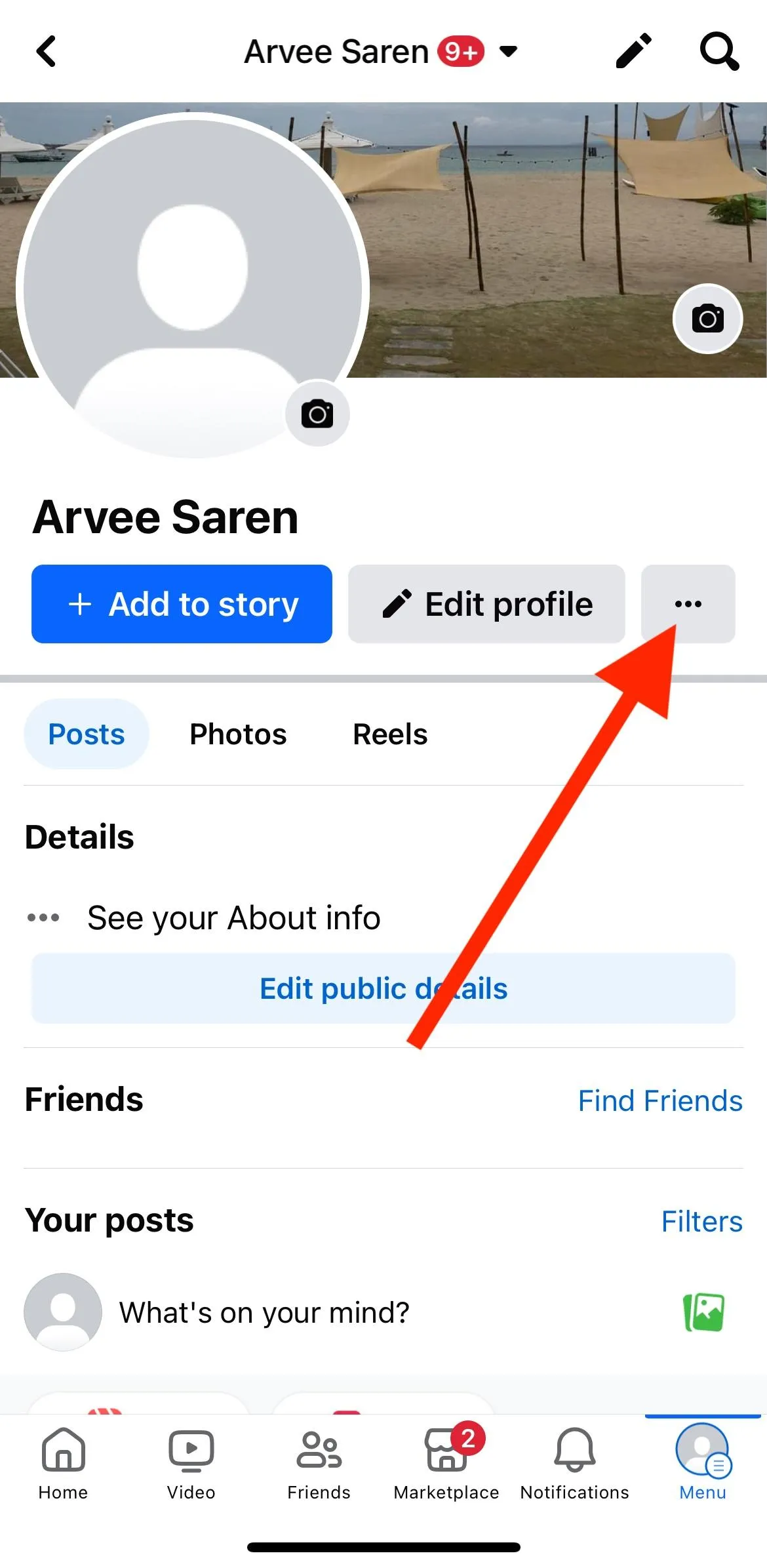 facebook profile three dot menu