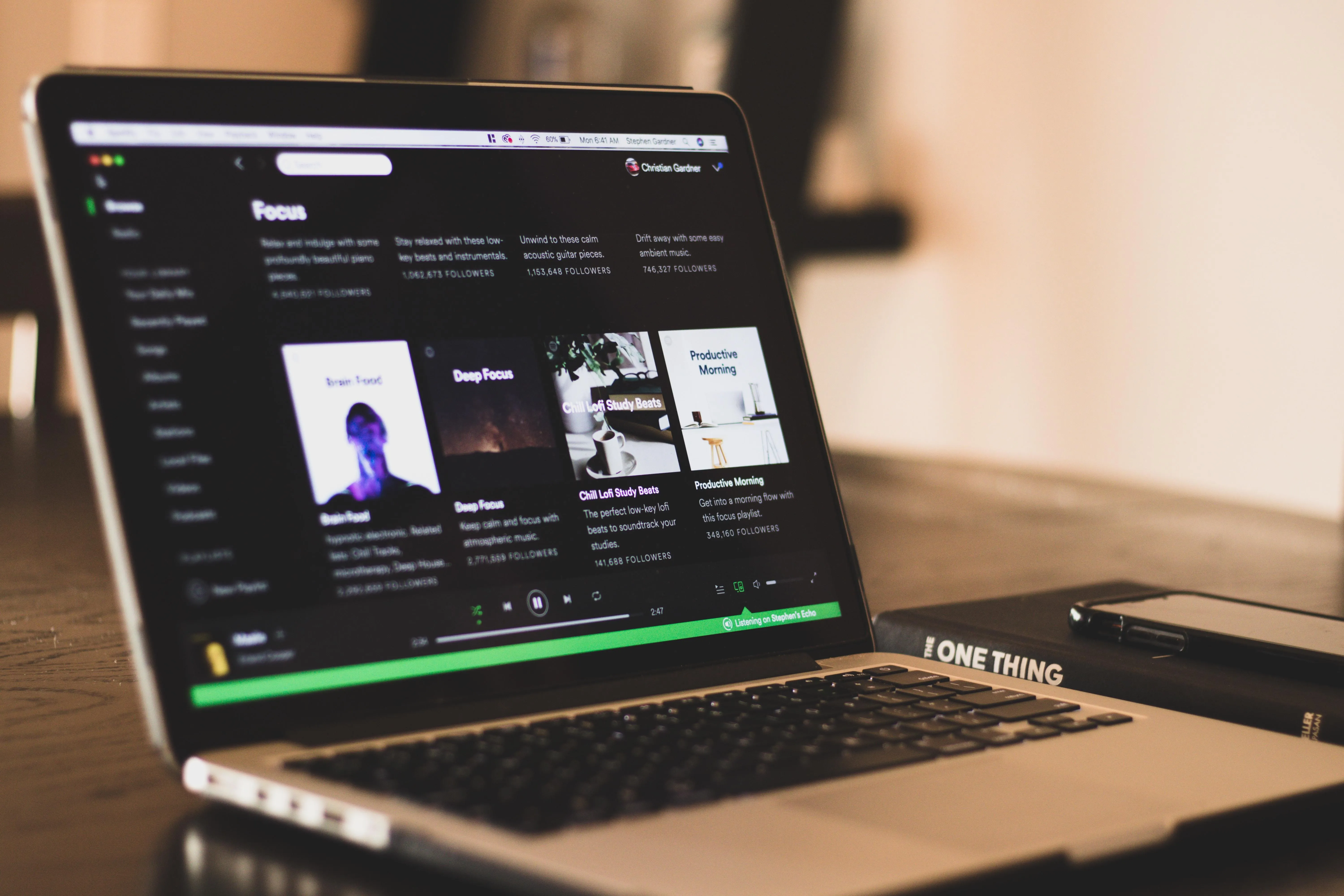 spotify on a laptop computer