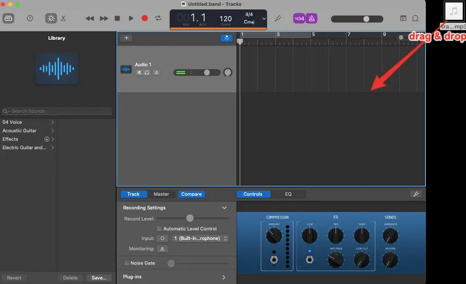 garageband import mp3