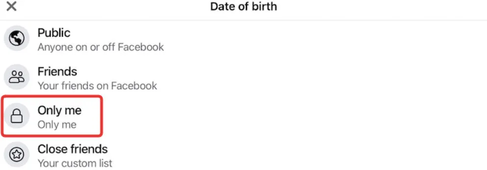 facebook birthday privacy settings