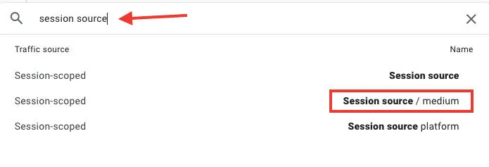 google analytics session source medium