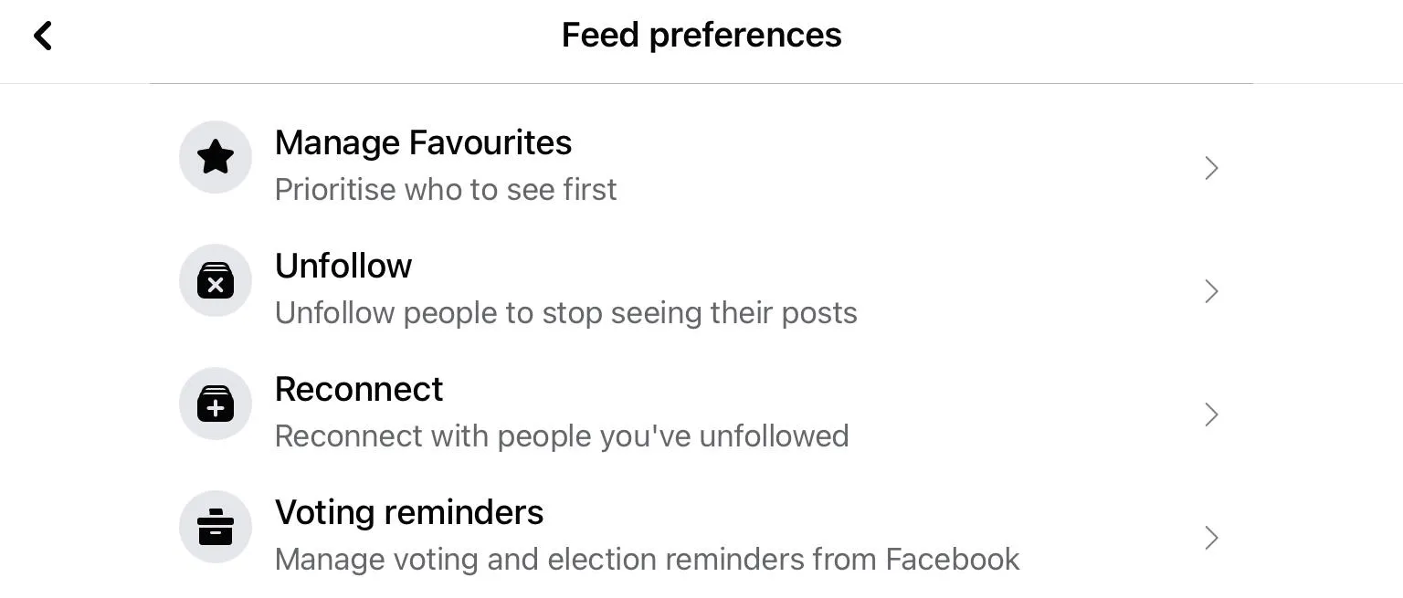 facebook feed preferences