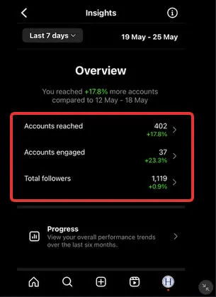 instagram overview insights