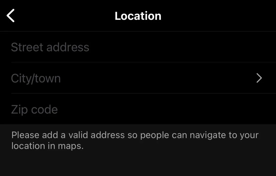 instagram add address