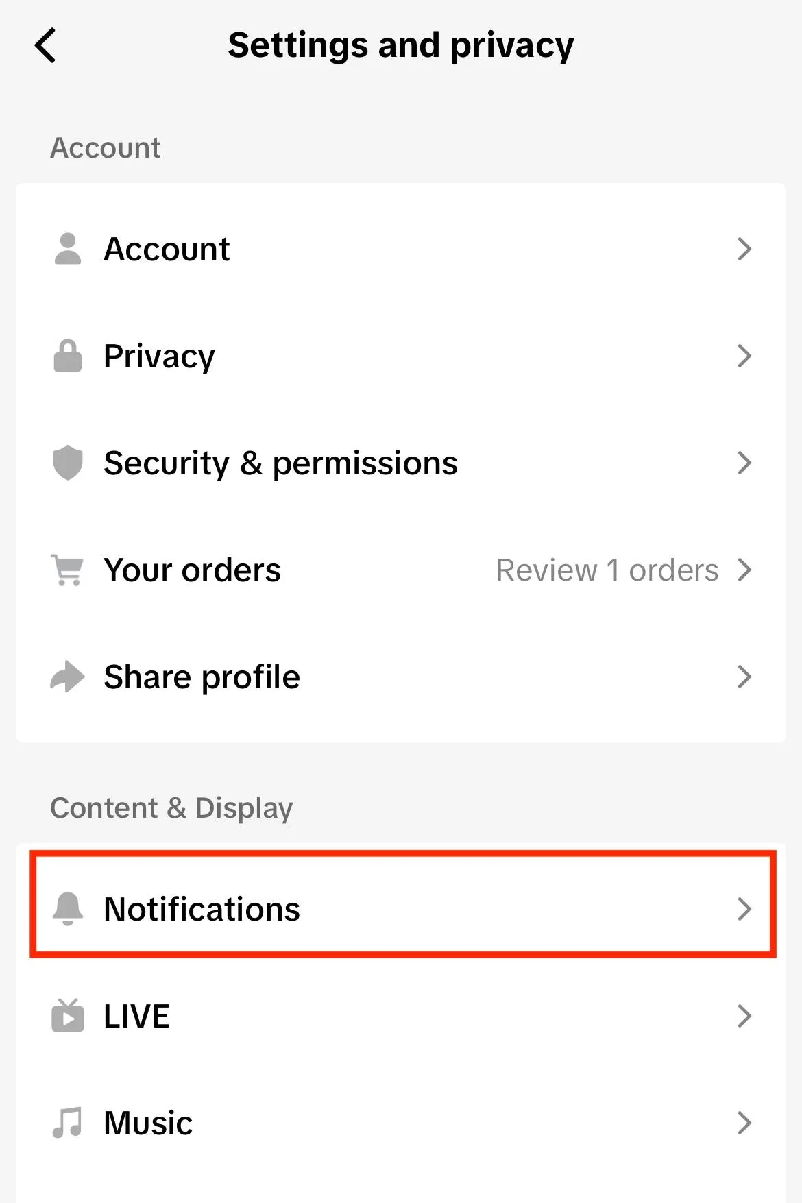 tiktok settings nofications