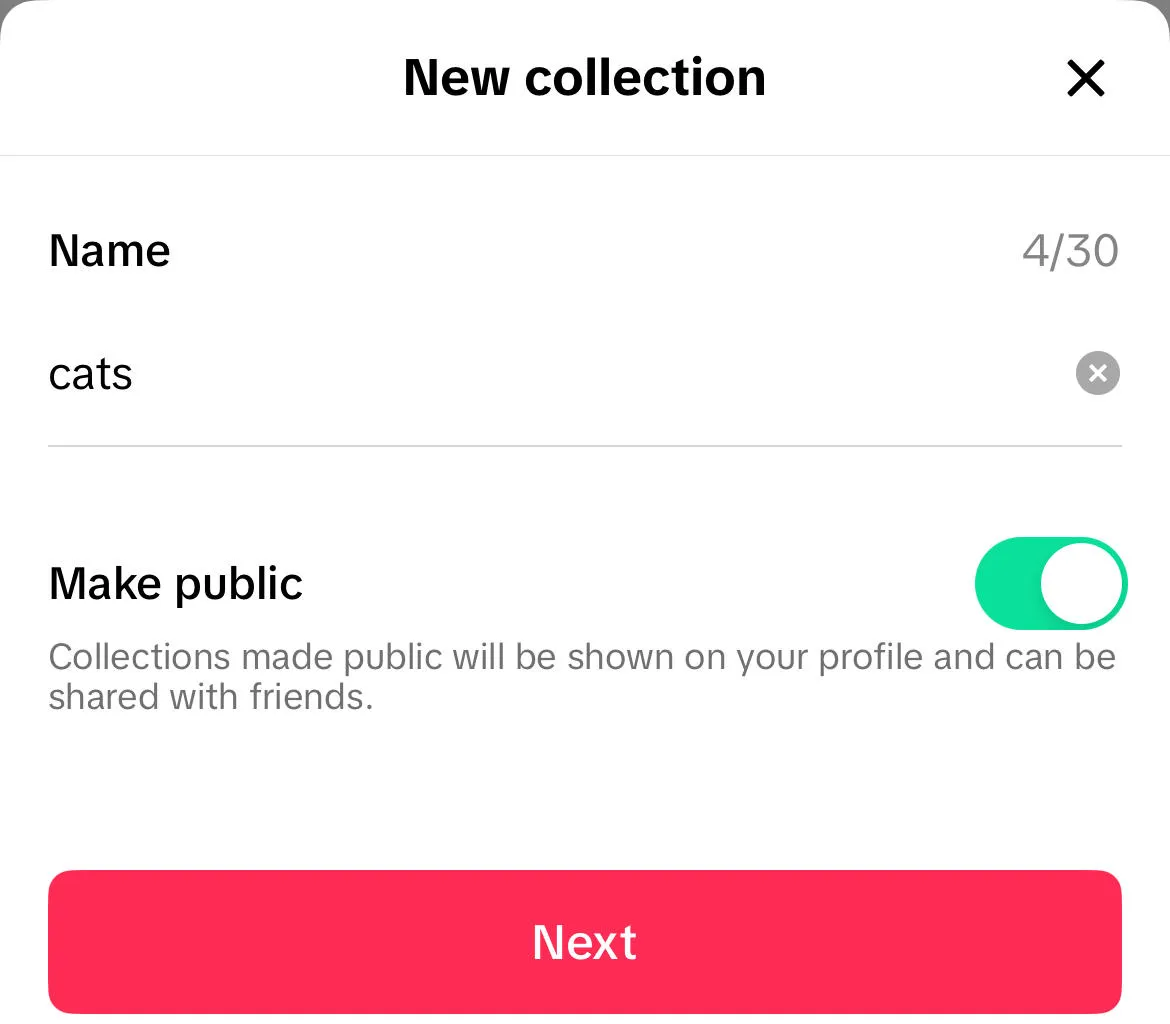 tiktok name collections