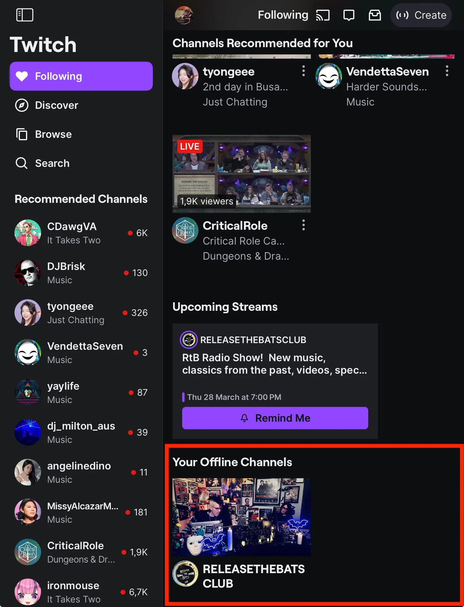 twitch your offline channels