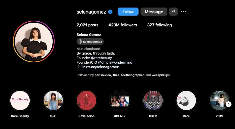 selena gomez instagram profile