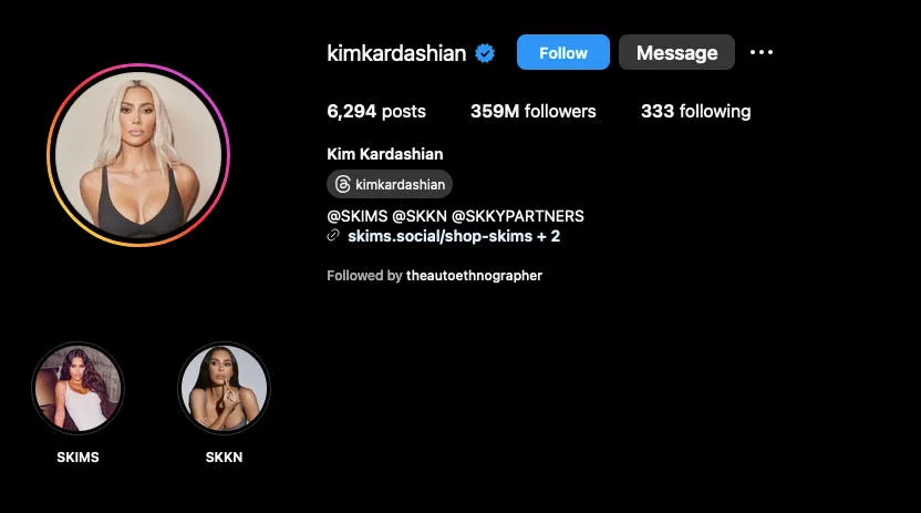 kim kardashian instagram profile