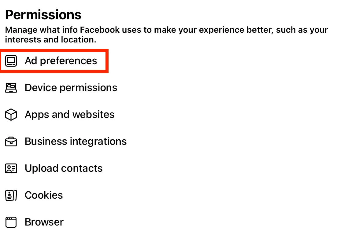 facebook ad preferences