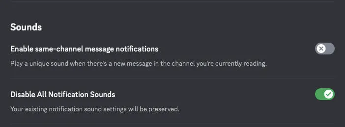 discord disable all notification sounds