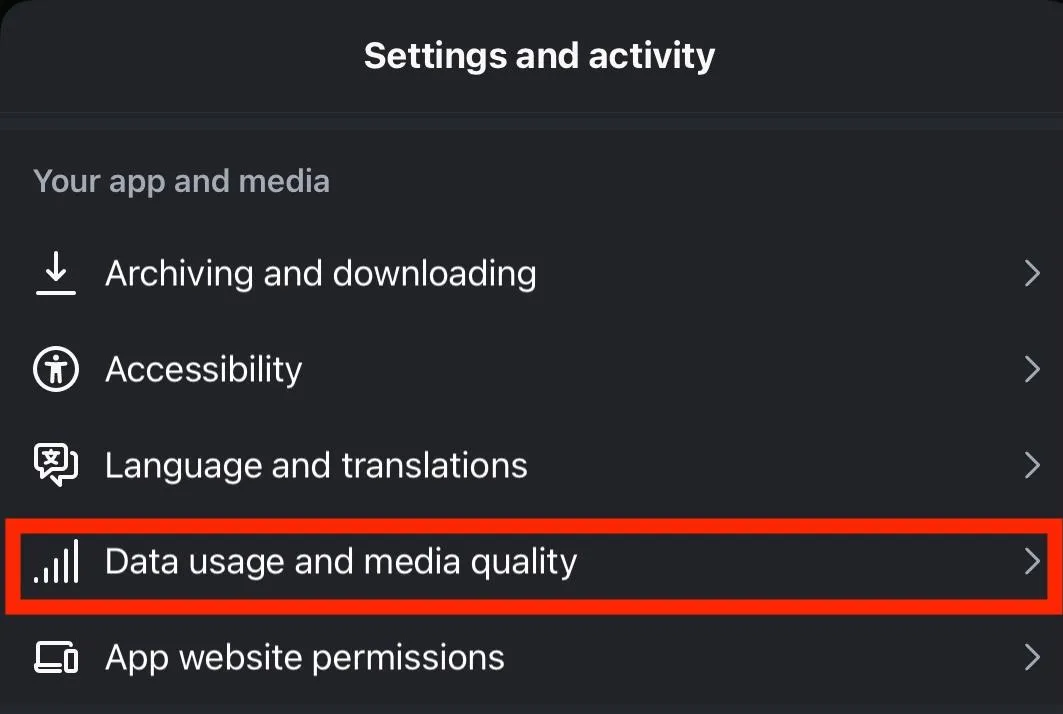 instagram data usage and media quality