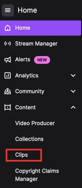 twitch clips menu