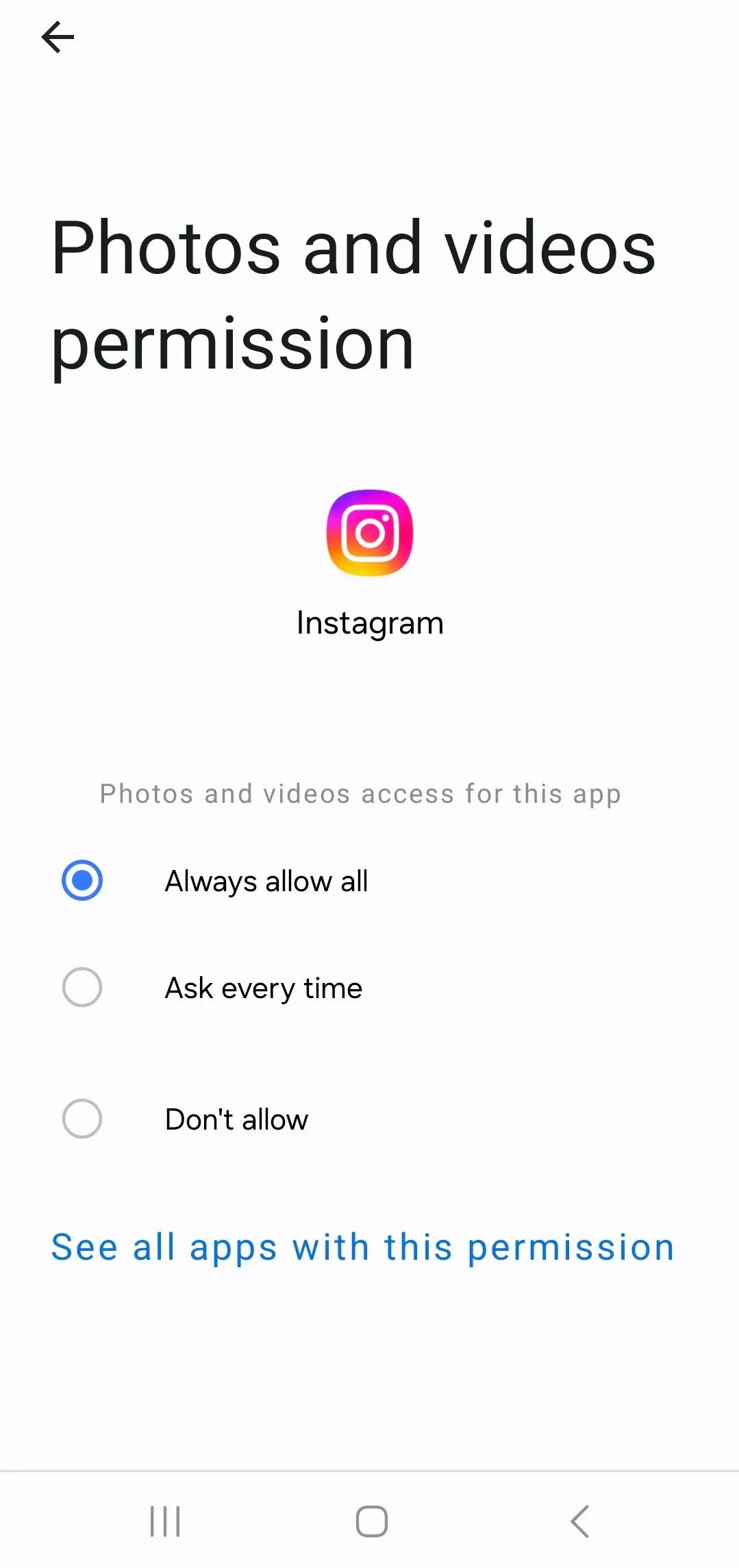 instagram always allow all android