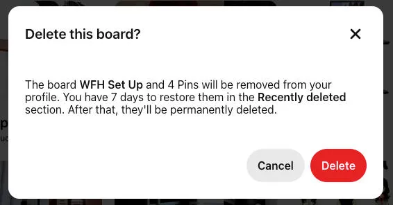 pinterest delete board delete desktop